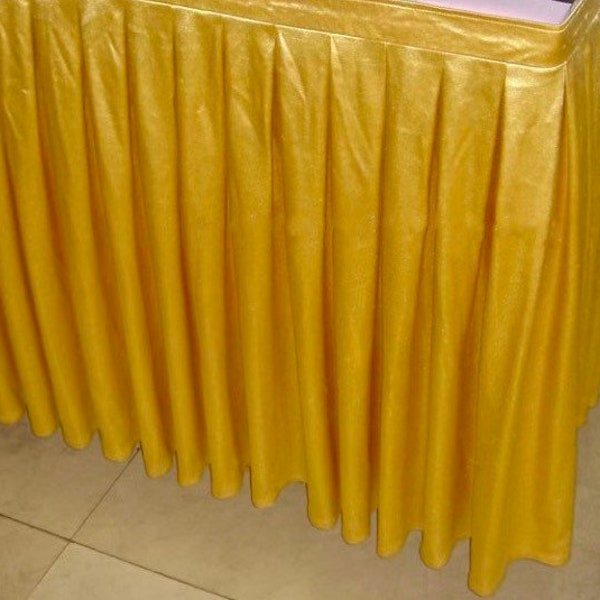 One Bright Gold Table Skirt, Party Table Skirt, Table Skirting, Weddings, Birthdays, Baby & Bridal Showers