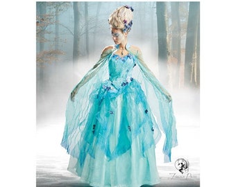Feenhaftes Kleid, Frauenballkleid, Prinzessinnenkleid, Comic Con, Korsettrock, Mädchen Nymphe Fantasie, Kostüm Nähen, Waldfee