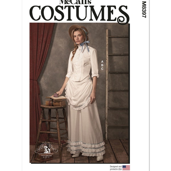 Civil War Dress, Lady Western Era, Colonial Gown, 18th Century Sewing Pattern, Ruffled Women Skirt, Cosplay Revolution Dress, Reenactment