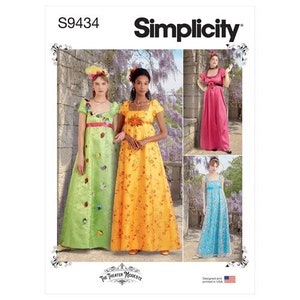 Historical Jane Austin Dresses, Empire Waist Sewing Pattern, Victorian Womens Dress, Girl Cosplay Edwardian, Regency Era, Reenactment Gowns