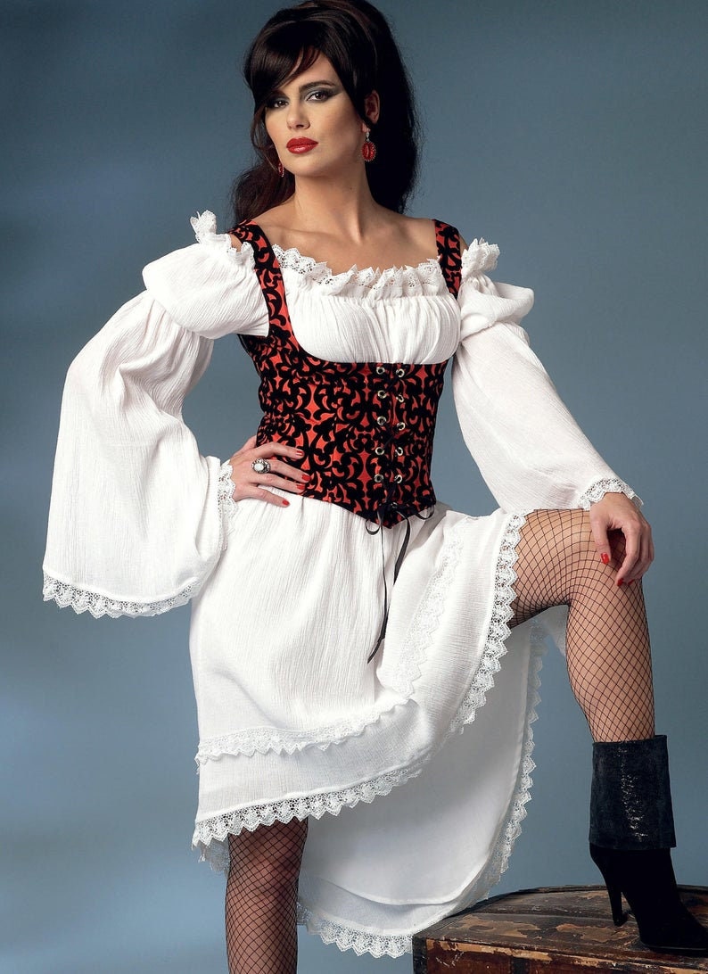 Historical Pirate Gal, Ruffled Dress Blouse, Pirate Woman Jacket, Wench  Skirt, Sewing Pattern, Halloween Girl Costume, Medieval Lady Clothes - Etsy