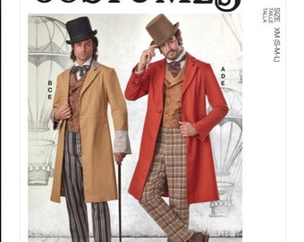 Victorian Gentleman, Men Vest Pants Coat, Rogue Warrior, Steampunk Villain, Gothic Costume, ComicCon Hero Coat, Sewing Pattern, Role Player