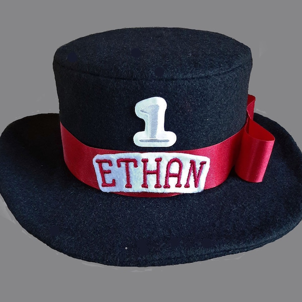 Top Hat for Boy, Ring Master Top Hat, Baby Photo Prop, First Birthday, Kids Hat, Handmade Child, Party Girl Pink Felt, Magician Circus Child