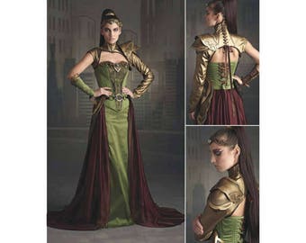 Warrior Princess, Fantasy Ranger, Medieval, Firefly Path Gown, Armor, Crown, Belt, Cosplay Woman Costume, Sewing Pattern, Cape Ren Faire