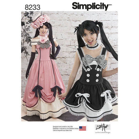 black butler anime steampunk dress cosplay victorian lolita  dressruffles bows lori ann costume design sewing pattern simplicity 8233
