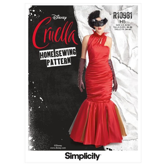 open lace back dress Disney Cruella Adult Red Costume Dress main image 0