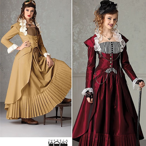 Historical Edwardian Gown, Sewing Pattern, Victorian Era Womans Costume, Cosplay Steampunk Dress, Girls Pleated Gown, Skirt, Bustier, Coat