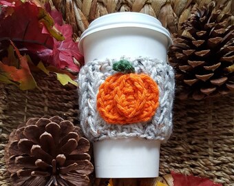 Crochet Coffee Cup Cozy Pattern Digital Download Crochet Pumpkin Cozy for Fall Craft Market Pattern Crochet Coffee Clutch Hot Drink Sleeve