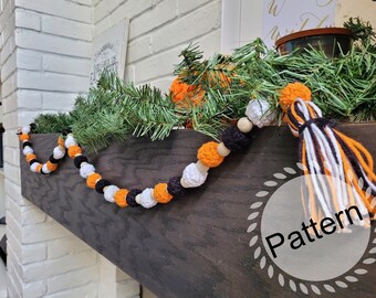 Patrón de guirnalda de ganchillo con cuentas. Decoración fácil para habitación infantil. Guirnalda de ganchillo. Patrón de decoración rústica para sala de juegos.