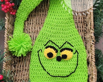 Bonnet Grinchy Motif au crochet Mean One Mr Grinch Téléchargement numérique Motif de Noël au crochet Grinchmas Crochet PDF en anglais (États-Unis)