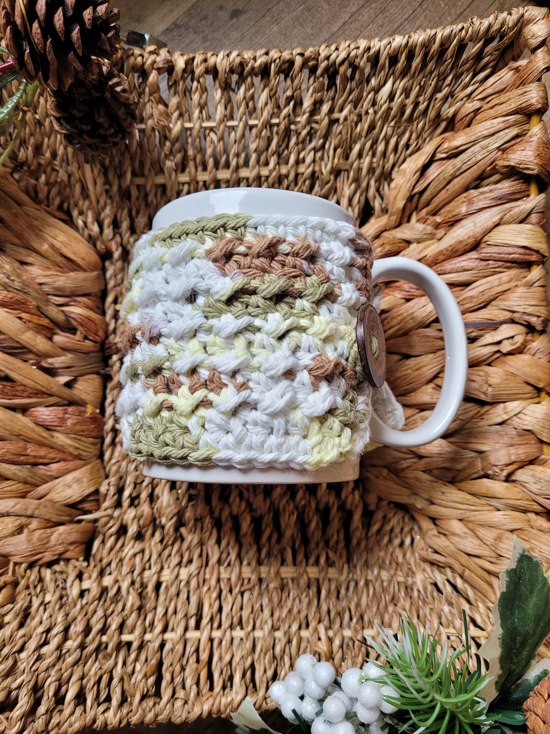 Mug Cozy Crochet Mug Wrap Mug Warmer Farmhouse Coffee Cozy Tea Cozy Cup  Cozy Mug Sweater Made to Order 