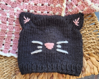 Cat Beanie for Baby Hat Kitty Knit Beanie for Toddler Hat for Winter Knit Bunny knitted Baby Beanie for Halloween Beanie for Baby Announcem