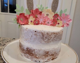 Some Bunny is on the Way Cake Topper for Baby Shower Bunny Cake Topper Flowers Baby Shower for Girl Baby Shower Cake Topper for New Baby Gir