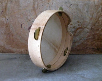 12in/30cm Tambourine with Sewn Skin Timbrel Tamborello Ηπειρώτικο Ντέφι Pandeiro Defi Riq Bright Bronze Cymbals by KleoDrums