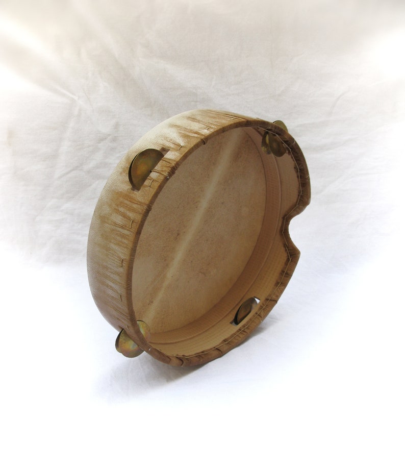 14in/35cm Tambourine With Sewn Skin Timbrel Tamborello Etsy