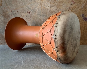 Darbuka Dohola Doumbek Tabla Τουμπελέκι Νταραμπούκα Goblet Chalice Ceramic Drum - Goat Skin - Natural Finish - KleoDrums