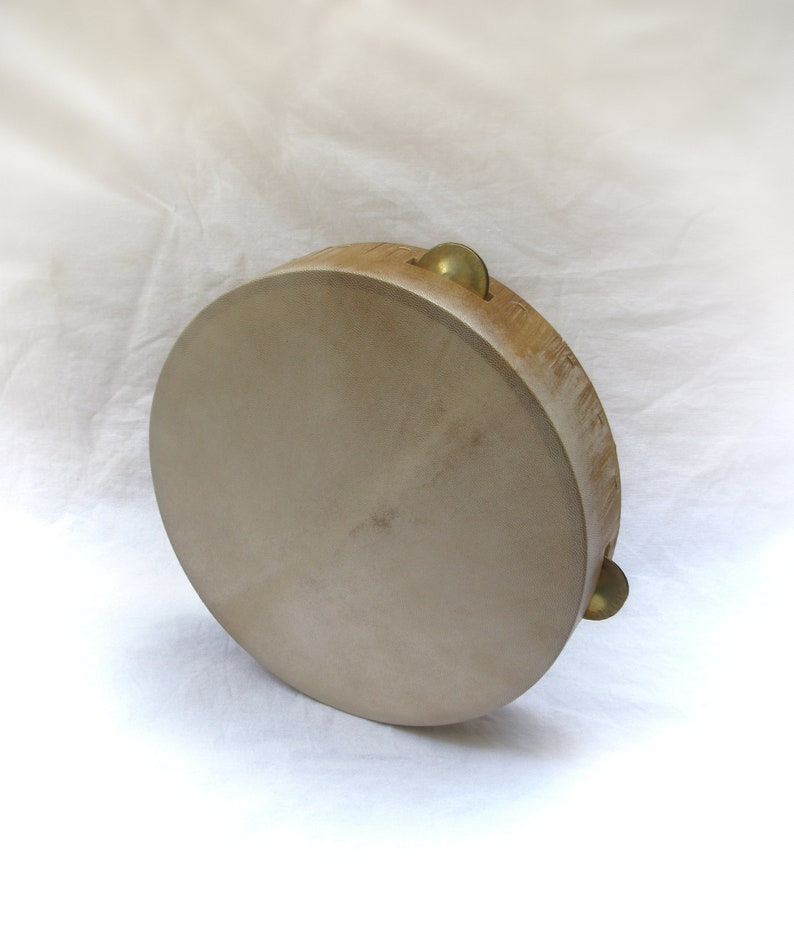 14in/35cm Tambourine With Sewn Skin Timbrel Tamborello Etsy
