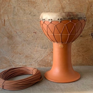 Darbuka Dohola Doumbek Tabla Τουμπελέκι Νταραμπούκα Goblet Chalice Ceramic Drum Goat Skin Natural Finish KleoDrums image 8