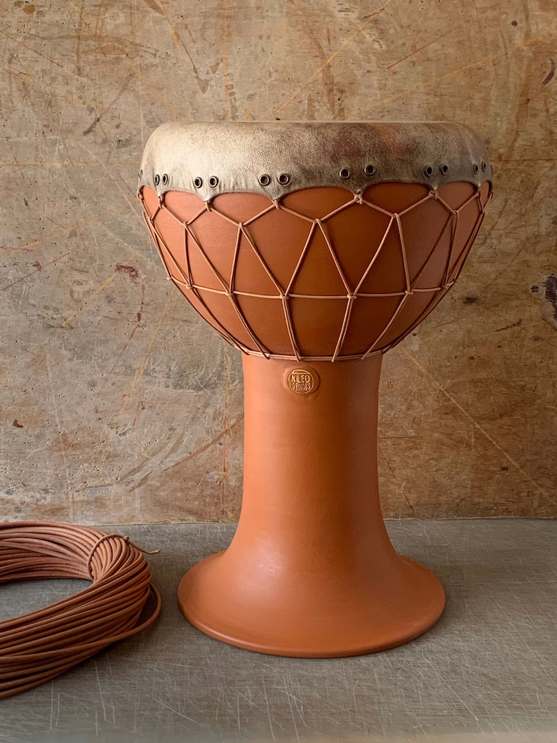 Darbuka Dohola Doumbek Tabla Τουμπελέκι Νταραμπούκα Goblet Chalice Ceramic Drum Goat Skin Natural Finish KleoDrums image 4