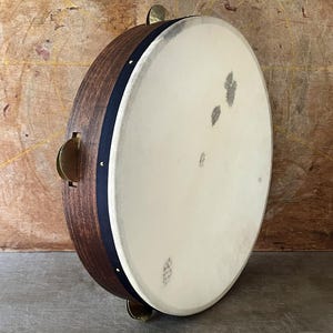 Old Time Tambourine - 16in/40cm Old Timey Historic Music - Vintage Style Framedrum with Bronze Hammered Zils by KleoDrums