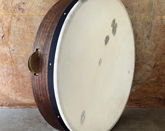 Old Time Tambourine - 16in/40cm Old Timey Historic Music - Vintage Style Framedrum with Bronze Hammered Zils by KleoDrums