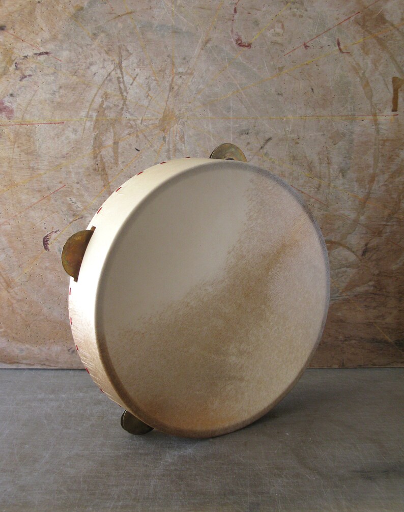 14in/35cm Tambourine With Sewn Skin Timbrel Tamborello Etsy
