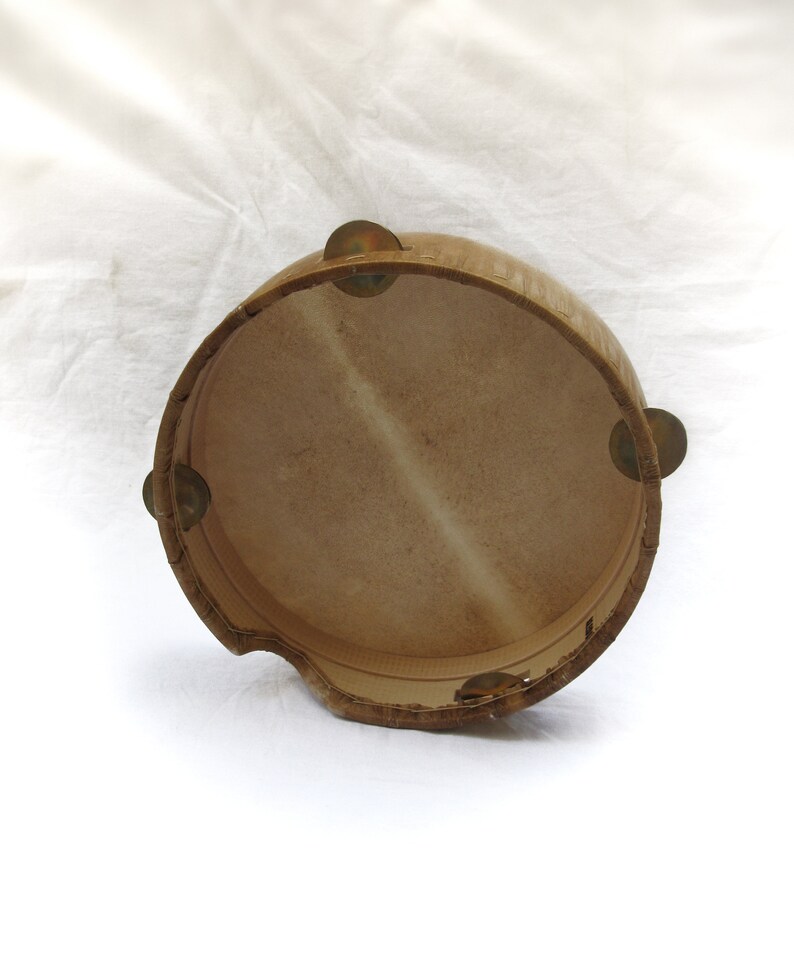 14in/35cm Tambourine With Sewn Skin Timbrel Tamborello Etsy