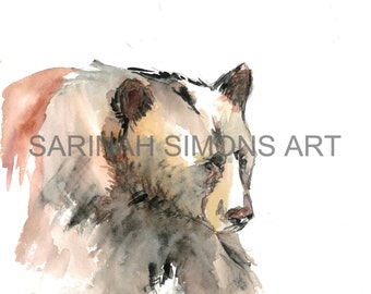 Watercolor Black Bear Art Print