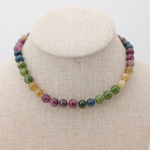 14/16/18/20/24&quot; Beautiful Adjustable Natural Tourmaline Gemstone Necklace w/925 Silver or 14K GF Clasp,Pretty Multi Color Necklace (3168-NK)