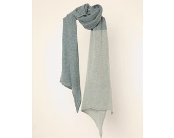 sjaal met kleurvlakken 100% kasjmier - middengrijs/lichtgrijs gemêleerd, wintersjaal, schouderdoek, luxueus, opbeurend, gezellig, semi-vilt, zachte stof