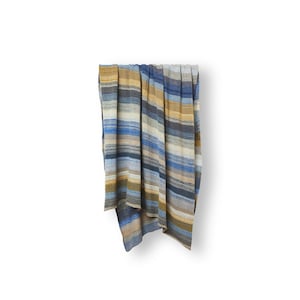Plaid*08 - 100% cashmere, la tavolozza dei colori blu, 4ply, il più pregiato cashmere mongolo, lavorato a mano, pezzo unico, coperta da yoga, fodera leggera e accogliente