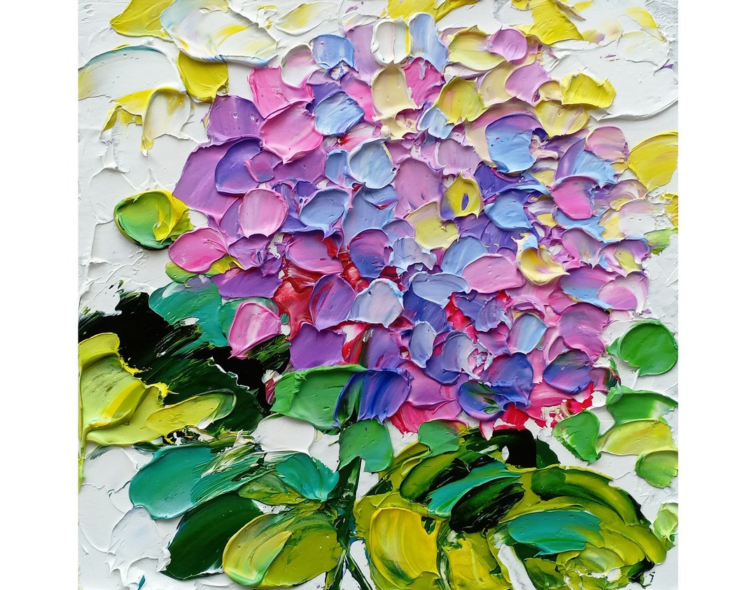 Hydrangea Painting Floral Original Art Oil Impasto Artwork - Etsy