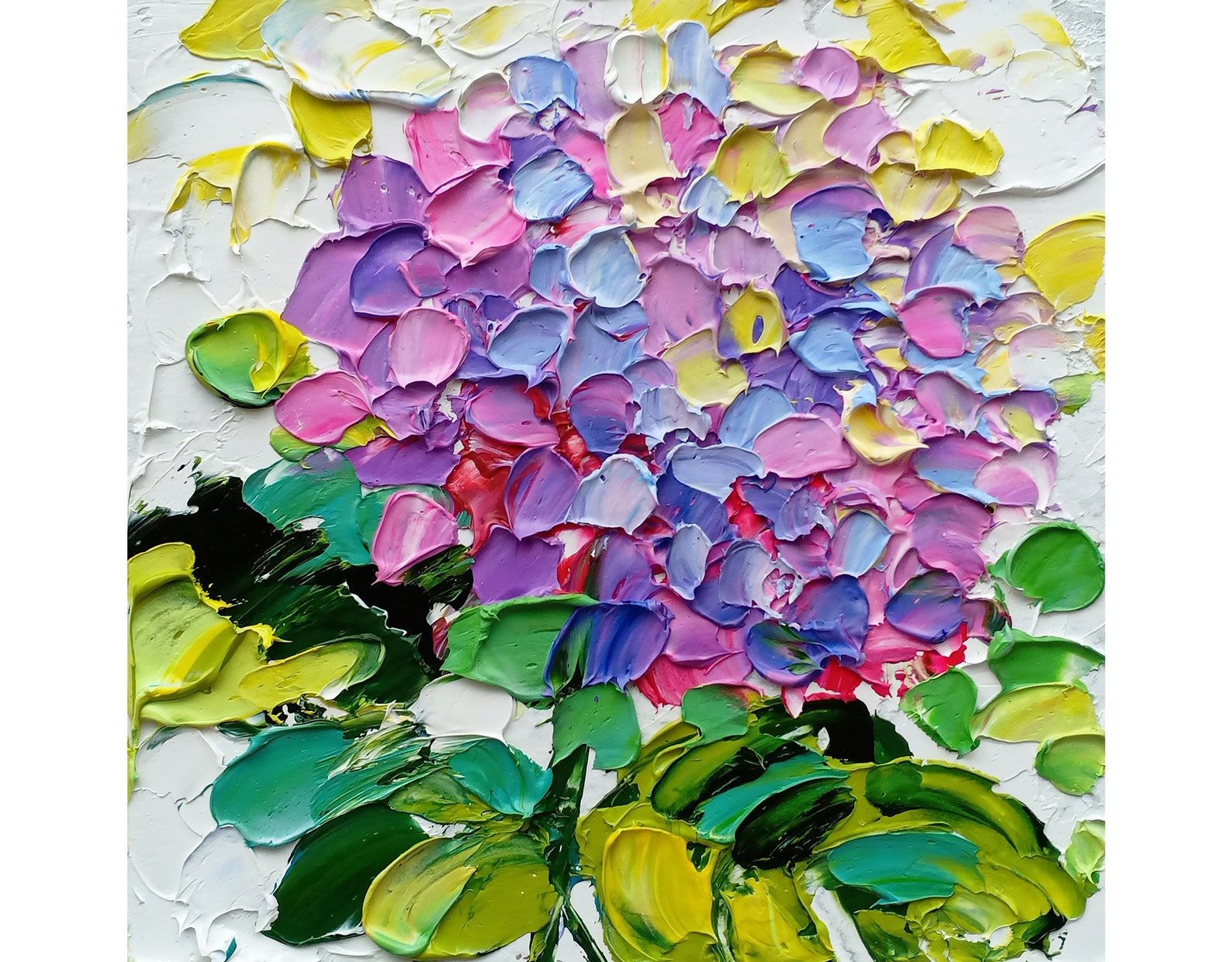 Hydrangea Painting Floral Original Art Oil Impasto Artwork - Etsy