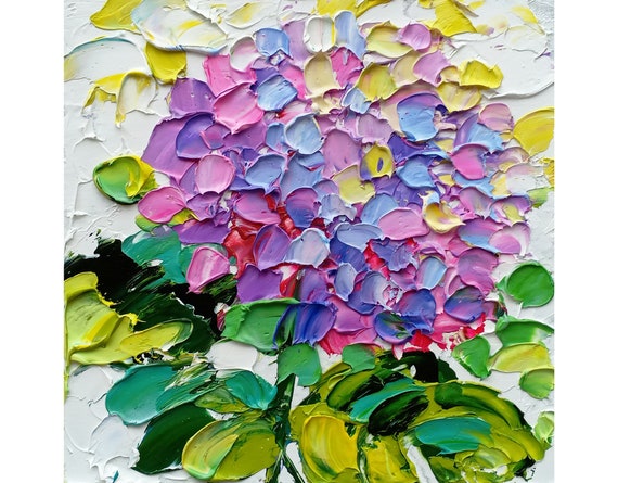 Hydrangea Painting Floral Original Art Oil Impasto Artwork - Etsy