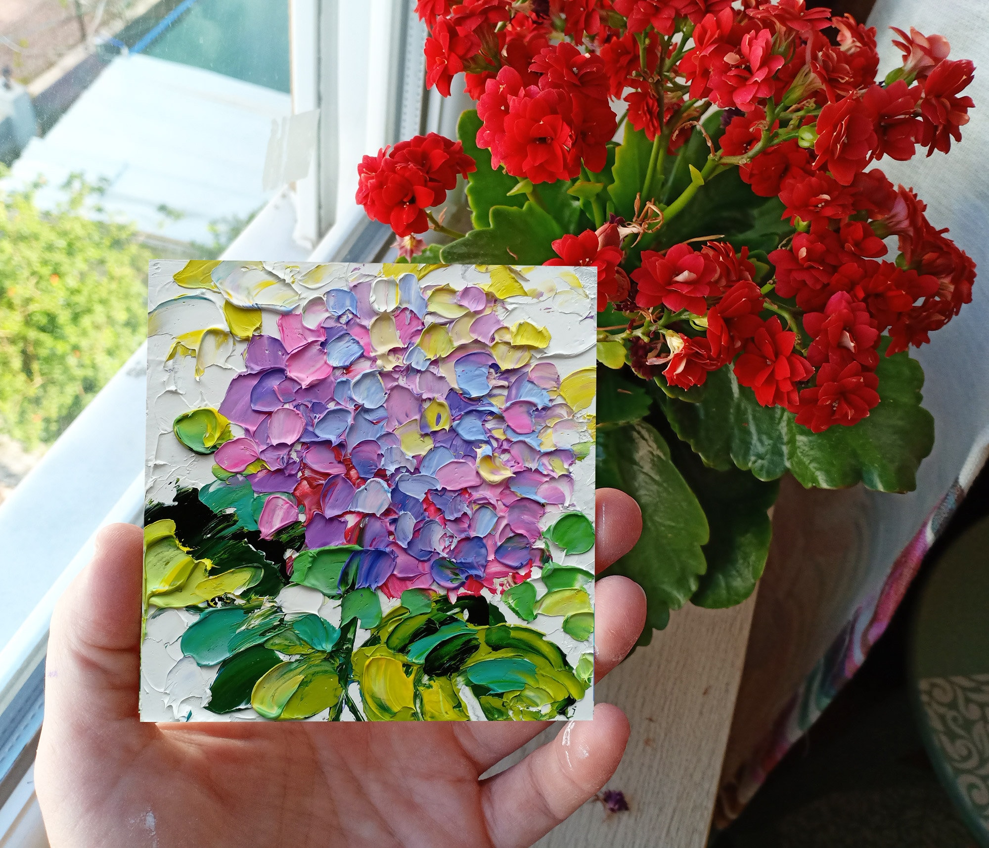 Hydrangea Painting Floral Original Art Oil Impasto Artwork - Etsy