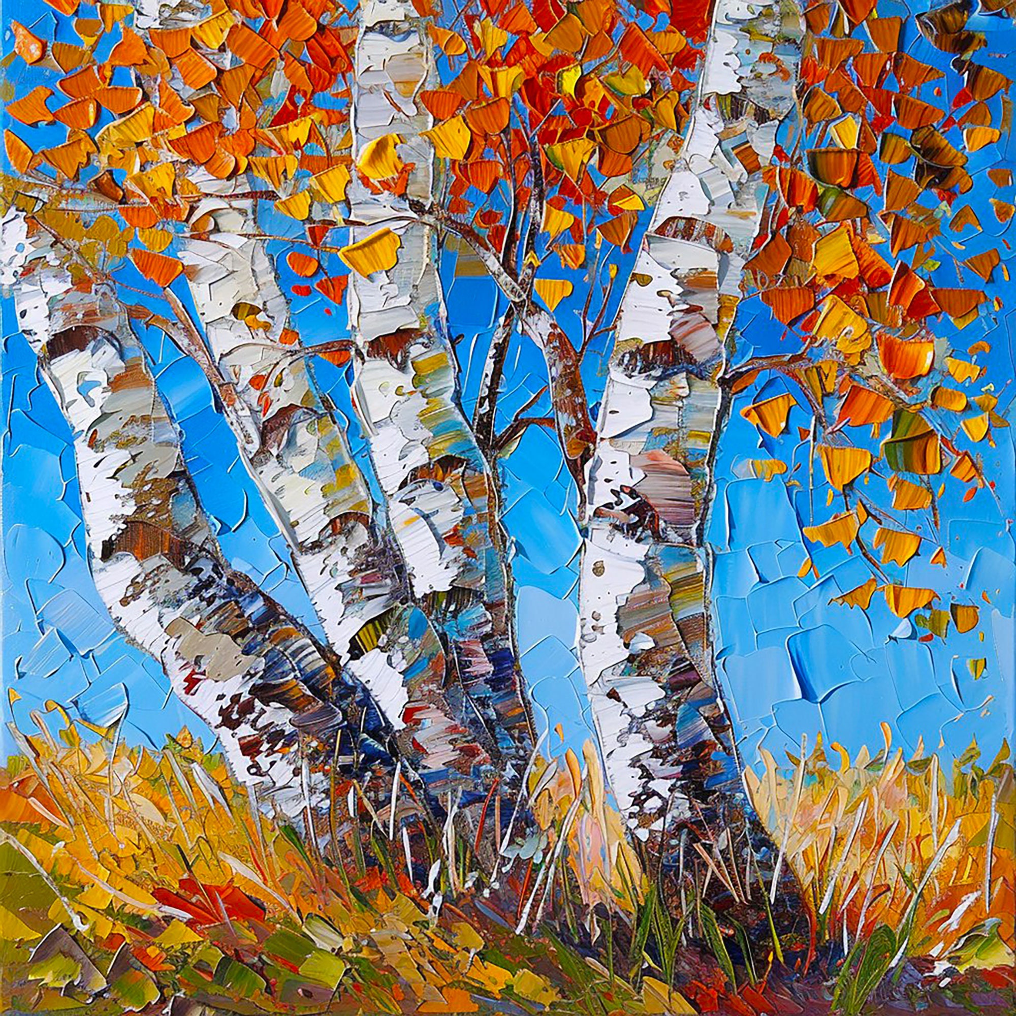 Birch Tree Impasto Oil Painting Original Vermont Aspen Tree Art