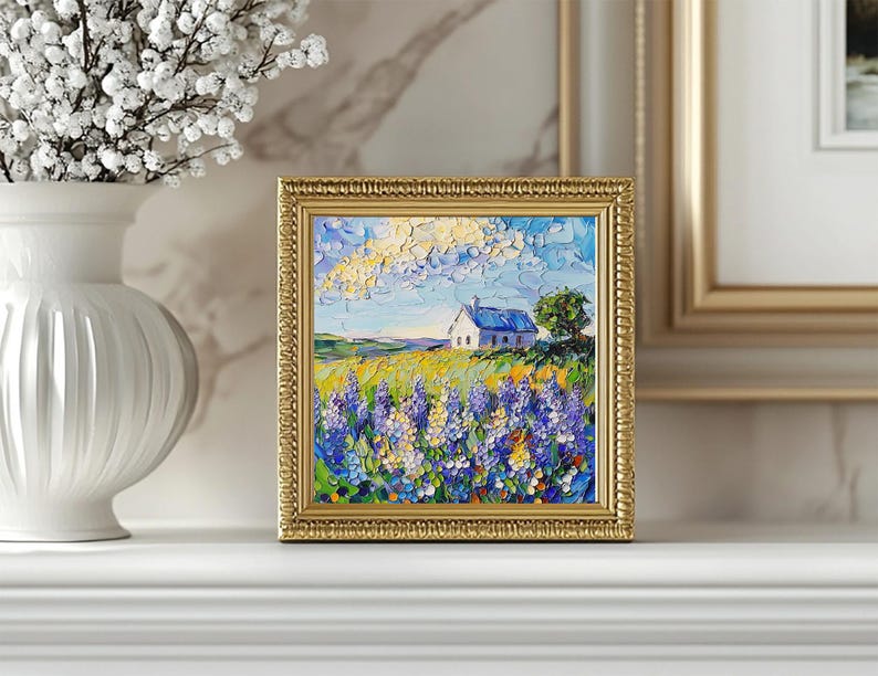 Irish Cottage Painting Original Art Impasto Oil Artwork Lupines ...