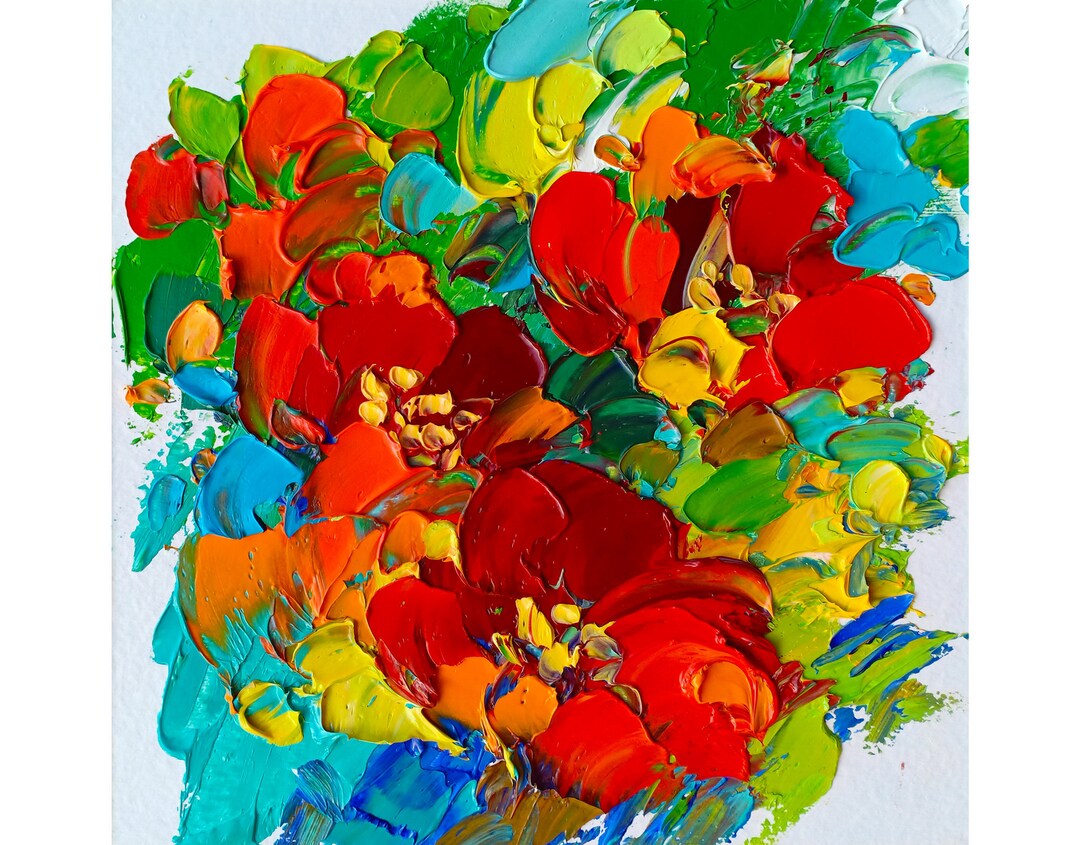 Poppy Painting Red Flowers Original Art Oil Small Impasto Floral ...