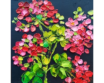 Geranium Painting Flower Original Art Impasto Oil Painting 6x6 Impressionist Floral Small Painting Geranium Bloom