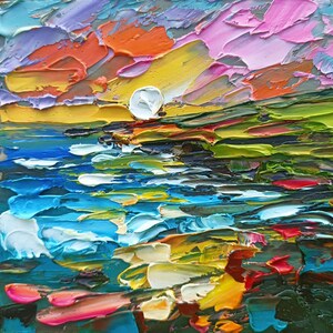 Ireland Painting Irish Original Art Abstract Landscape Impasto Oil Painting Small Inchydoney Island An Irish Seascape