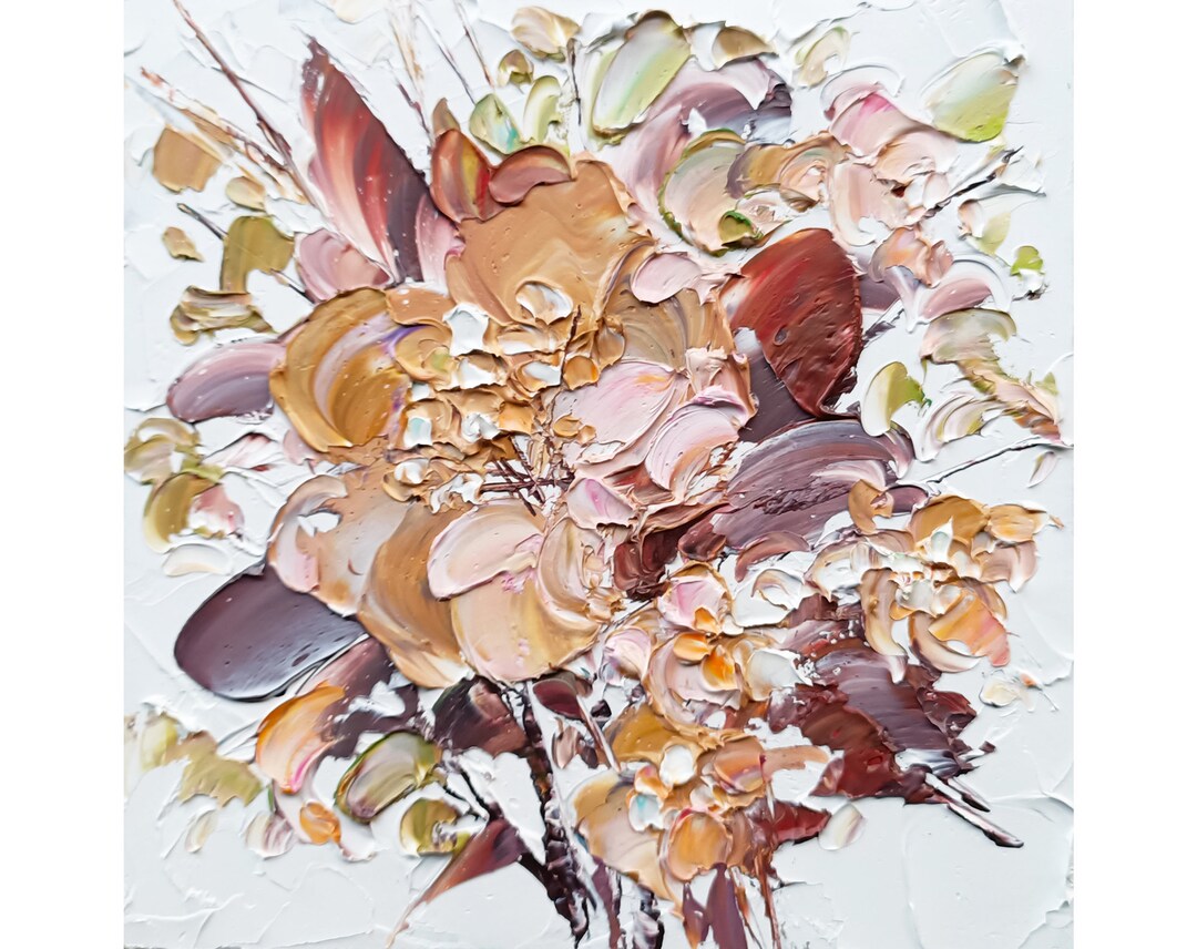 Peony Painting Floral Original Art Small Impasto Oil Painting Earth ...