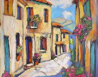 Cortona Painting Tuscany Original Art Italy Cityscape Impasto Oil Small Artwork