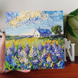 Irish Cottage Painting Original Art Impasto Oil Artwork Lupines ...