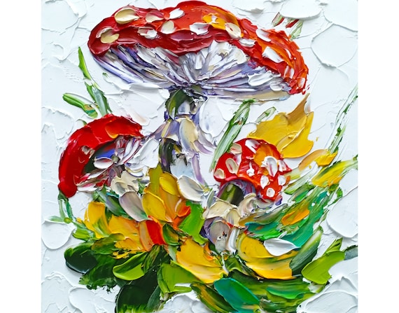 Fly Agaric Painting: Original Impasto Oil Mushroom Art