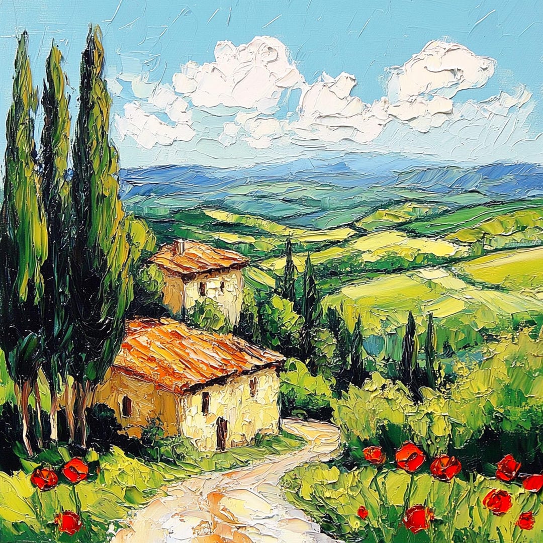 Tuscany Painting Lavender Original Art Landscape Impasto Oil Painting ...