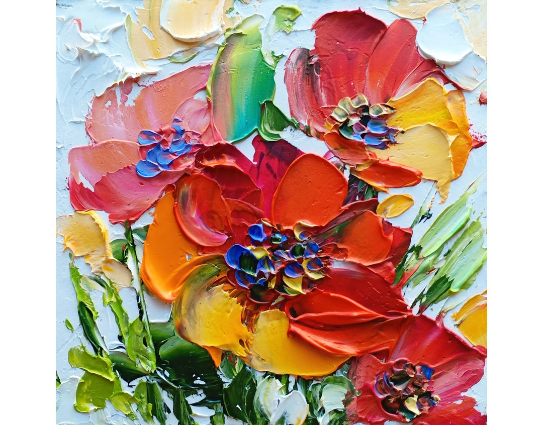 California Poppy Painting Original Art Impasto Oil Artwork Golden State ...