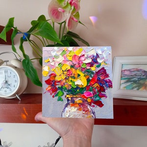 Poppy Painting Floral Original Art Impasto Oil Painting Small Artwork ...