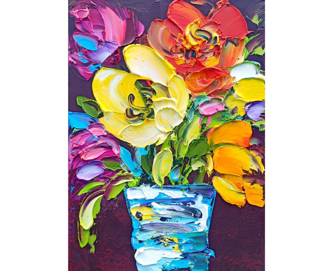 Tulip Painting Flower Original Art Floral Impasto Oil Painting - Etsy