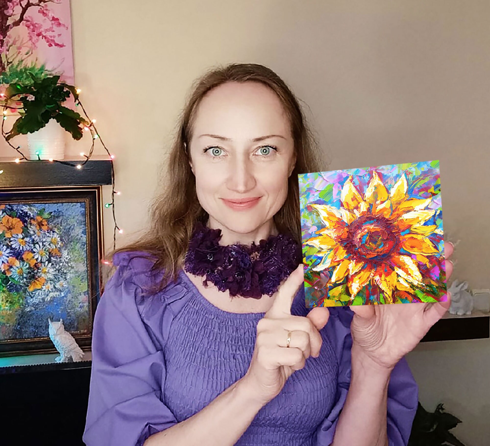 Sunflower Painting Impasto Original Art Sunflower Wall Art 8 Etsy