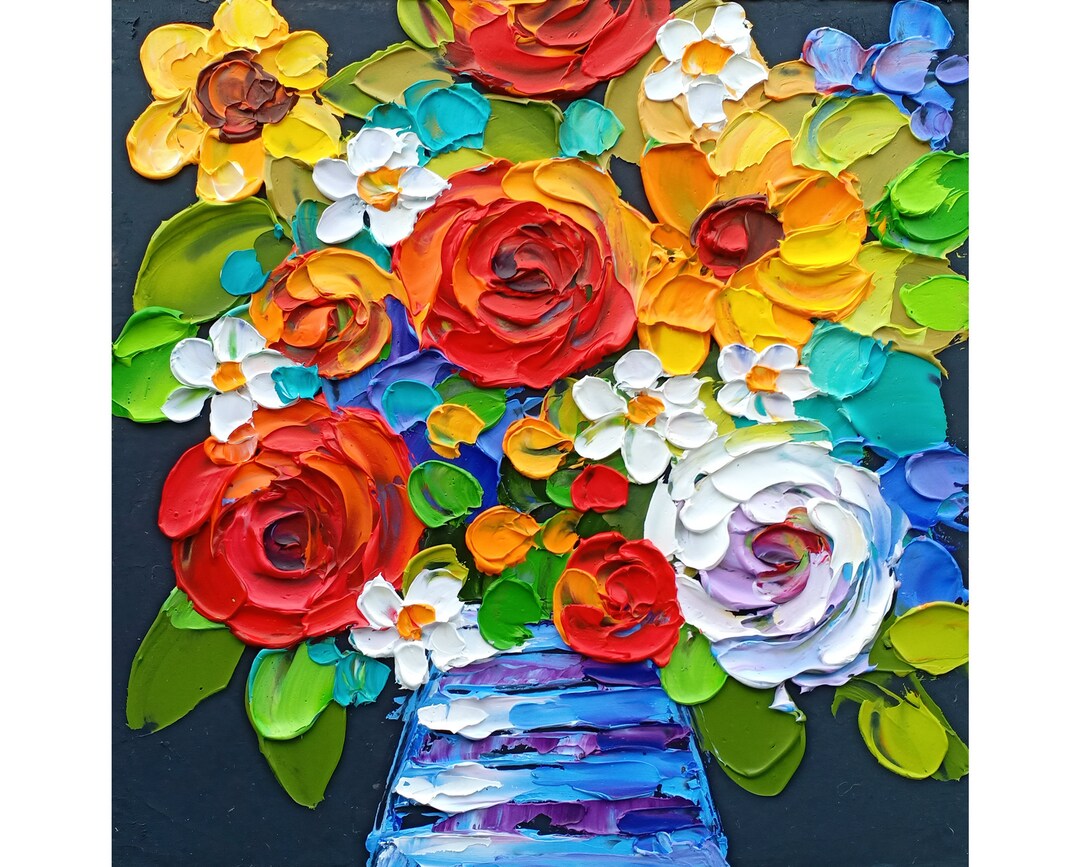 Flower Impasto Oil Painting Poppy Original Art Custom Floral Small Wall ...